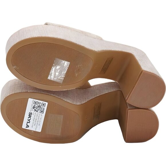 Journee Collection Beige Tan Block Heel Sandals Size 11M - Fast Shipping - Picture 6 of 6